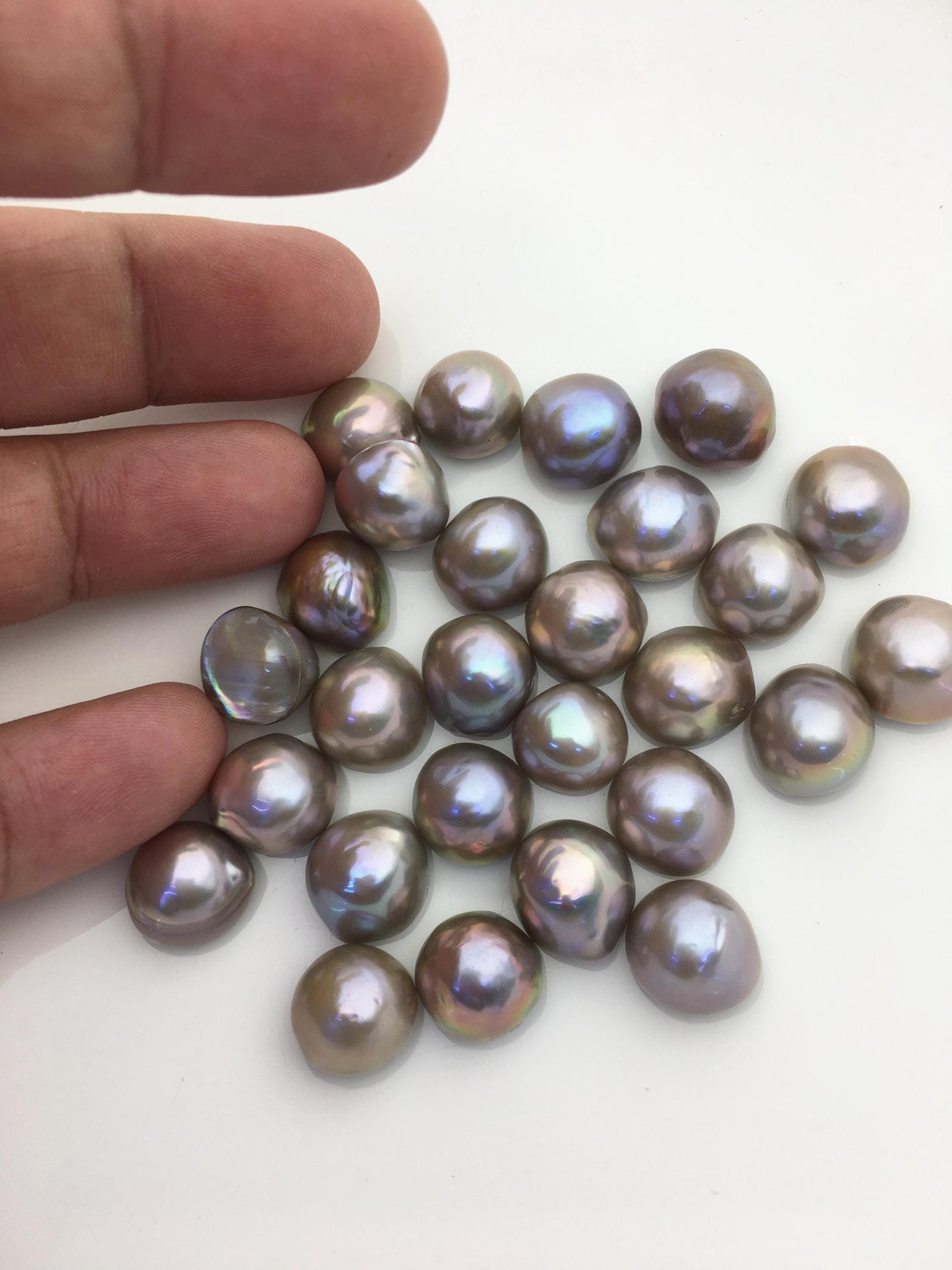 22pcs AAA 12-13mm Gray Purple Baroque Mabe Natural Rainbow Freshwater Pearls,no hole,MB-T9