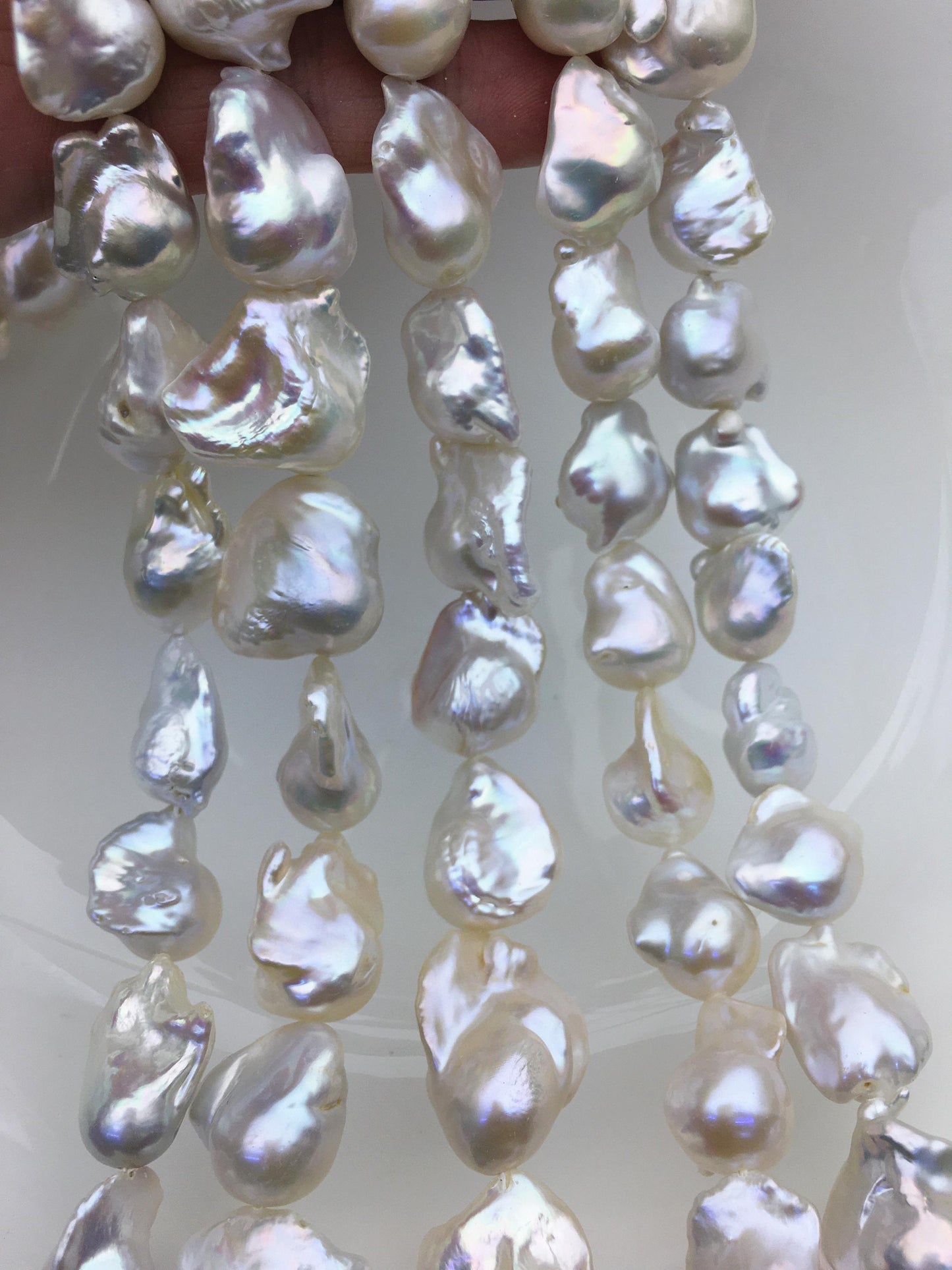15.5'' AAA 13-17mm white flame ball pearl,FL15-3A-7-43