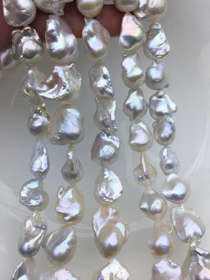 15.5'' AAA 13-17mm white flame ball pearl,FL15-3A-7-43