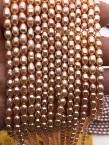 AAA 3.5-4mm*4.8-5.5mm orange rice pearls,oval loose pearl beads,diy pearl,genuine pearl,Cultured pearl,diy pearl beads,LR3-3A-32