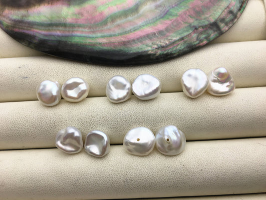 1 pair AAA 10-11mm White keshi pearls Pair,for make stud earrings,baroque pearl,loose pearl beads,very high luster,ZS-127-62-15