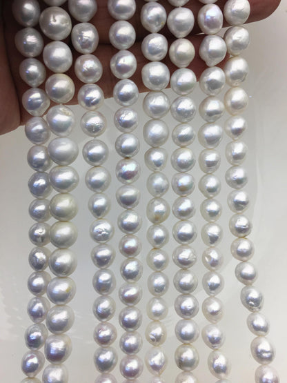 AA 8-9mm white baroque near round freshwater pearls,large hole,loose pearl beads material ,gift for her necklace,Cultured pearl,RP8-T1