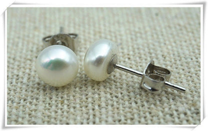 SELECT SIZE-One pair white pink purple pearl stud earrings,button round Pearl studs,Sterling silver,Christmas,Wedding,birthday,SE1-008