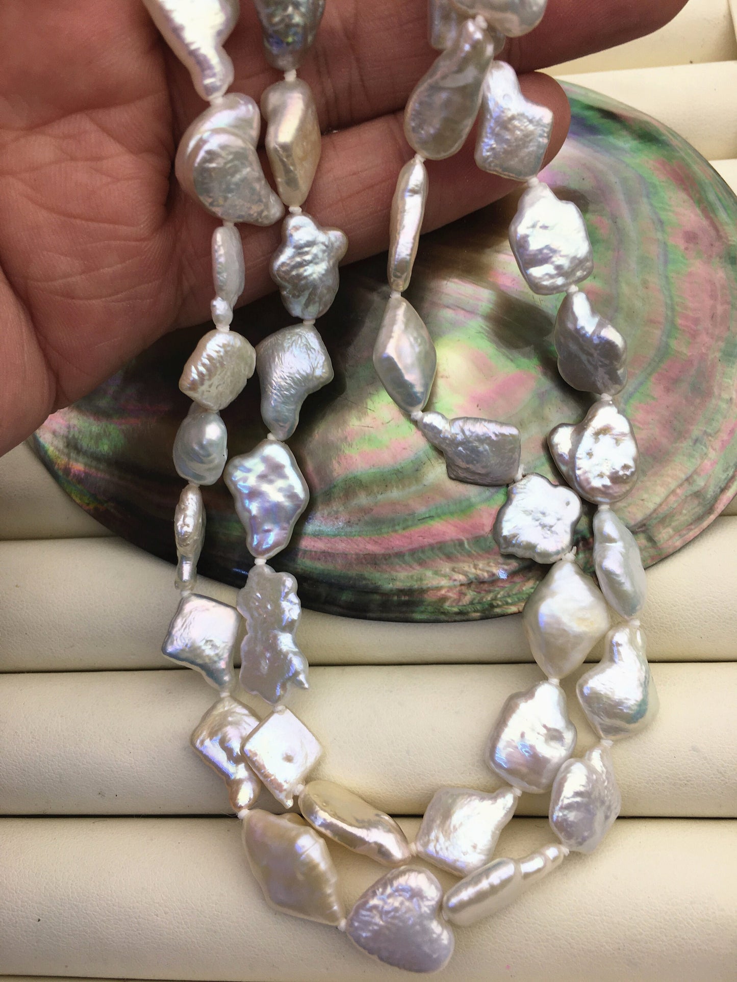 31‘’ 9-13mm AA+ white mix shape baroque freshwater pearl necklace,NPN1-003
