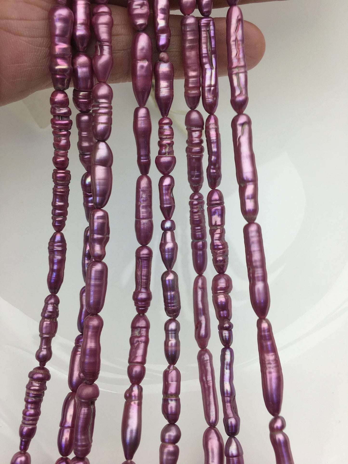 AA+ 4-6mm purple red Biwa Pearl Necklace,Genuine Fresh Water Pearl,Wedding Necklace,Mothers Day,ZS-80-10-55