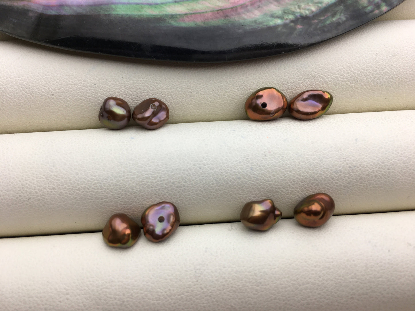 2 pairs AAA 6-7mm Brown keshi pearls Pair,for make stud earrings,ZS-127-38