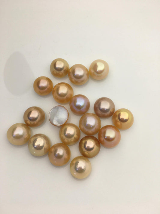 18pcs AAA 11-12mm Natural Orange Baroque Mabe Natural Rainbow Freshwater Pearls,no hole,MB-T13