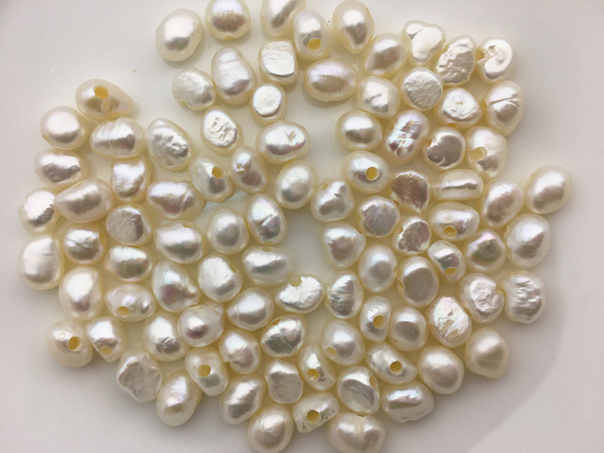 30pcs AA 7.4-8.3mm white nugget freshwater pearls,2.2mm large hole,irregular pearl,Cultured Pearl Beads,Loose Pearls Bulk Supplies,LM8-2A-9