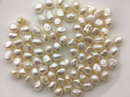 30pcs AA 7.4-8.3mm white nugget freshwater pearls,2.2mm large hole,irregular pearl,Cultured Pearl Beads,Loose Pearls Bulk Supplies,LM8-2A-9
