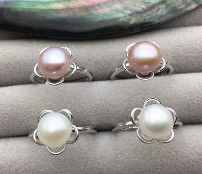 AAA White/Purple Freshwater pearl ring,S925 sterling silver ring,cz diamond wedding rings,bridal ring,anniversary rings,R1-038