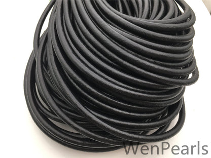 1/2/5/10 yards 6mm Black Color Round Leather Cord,Wholesale Jewelry Supplies,Distressed Matte Finish,LC6-204