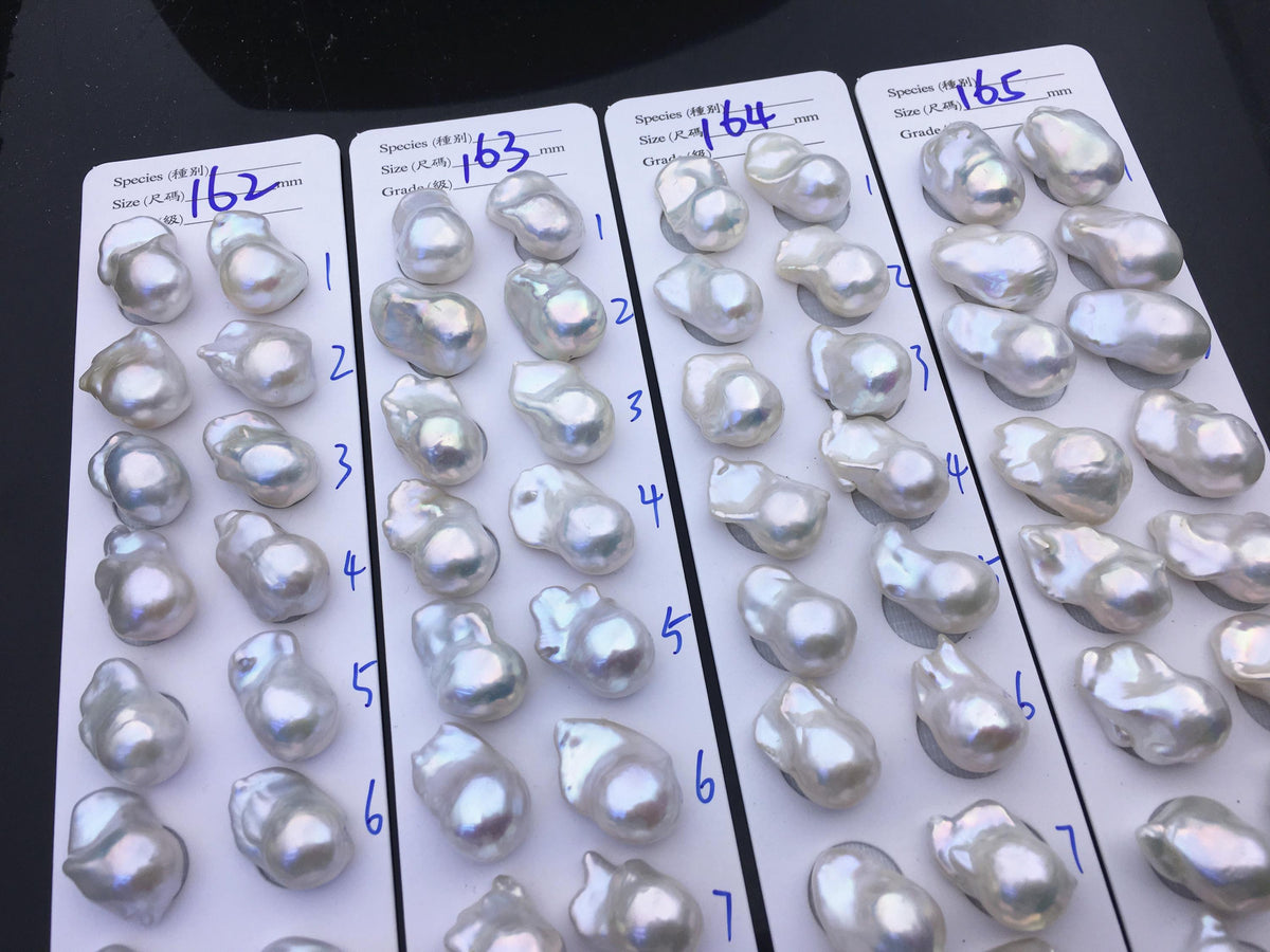 AAA 13-15x18-22mm White Flame ball Pearl Pairs - large Baroque freshwater pearl pairs,top half hole,FL15-3A-8-68