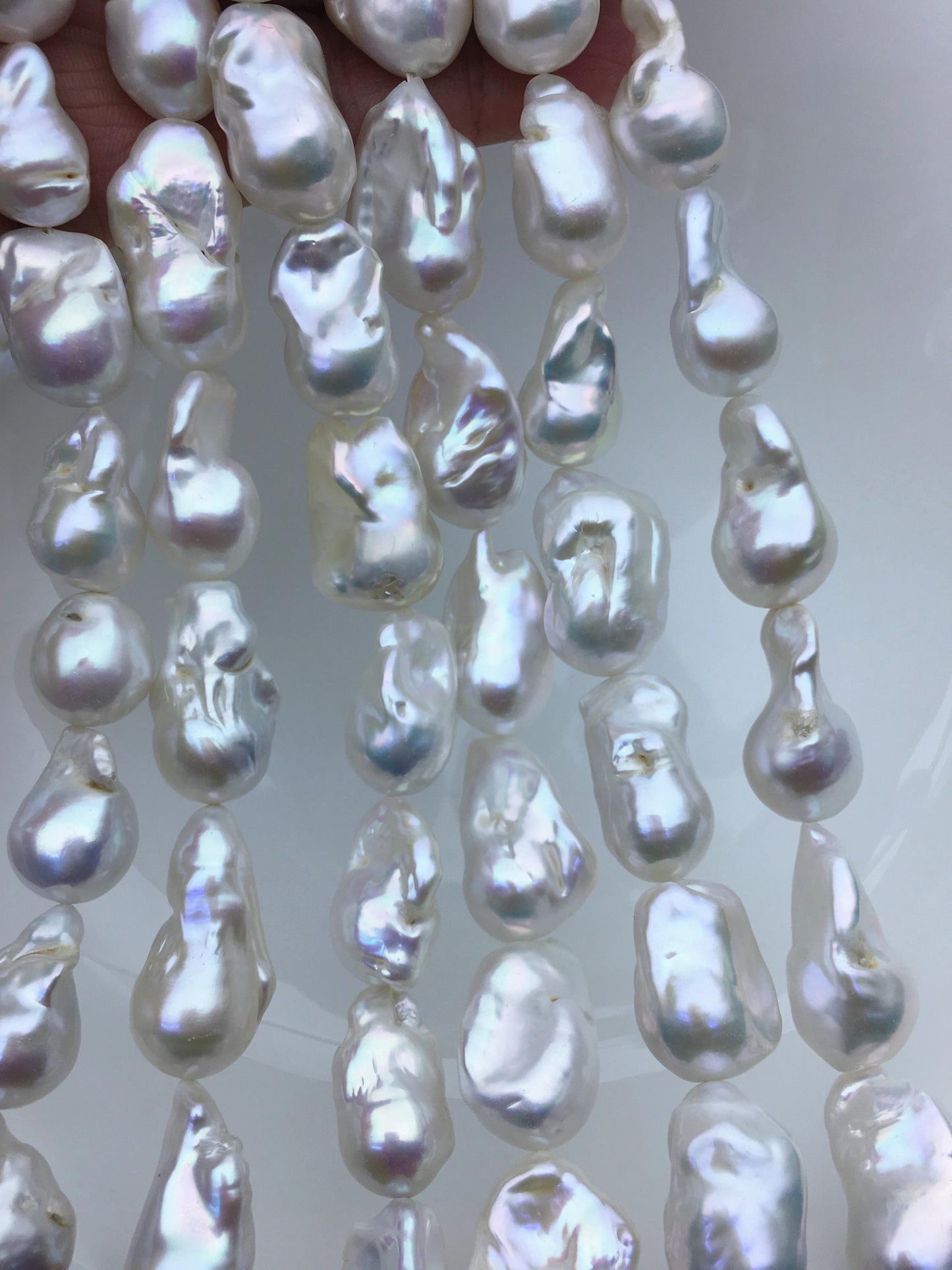 15.5'' AA 12-15mm white flame ball pearl,FL15-2A-5-6