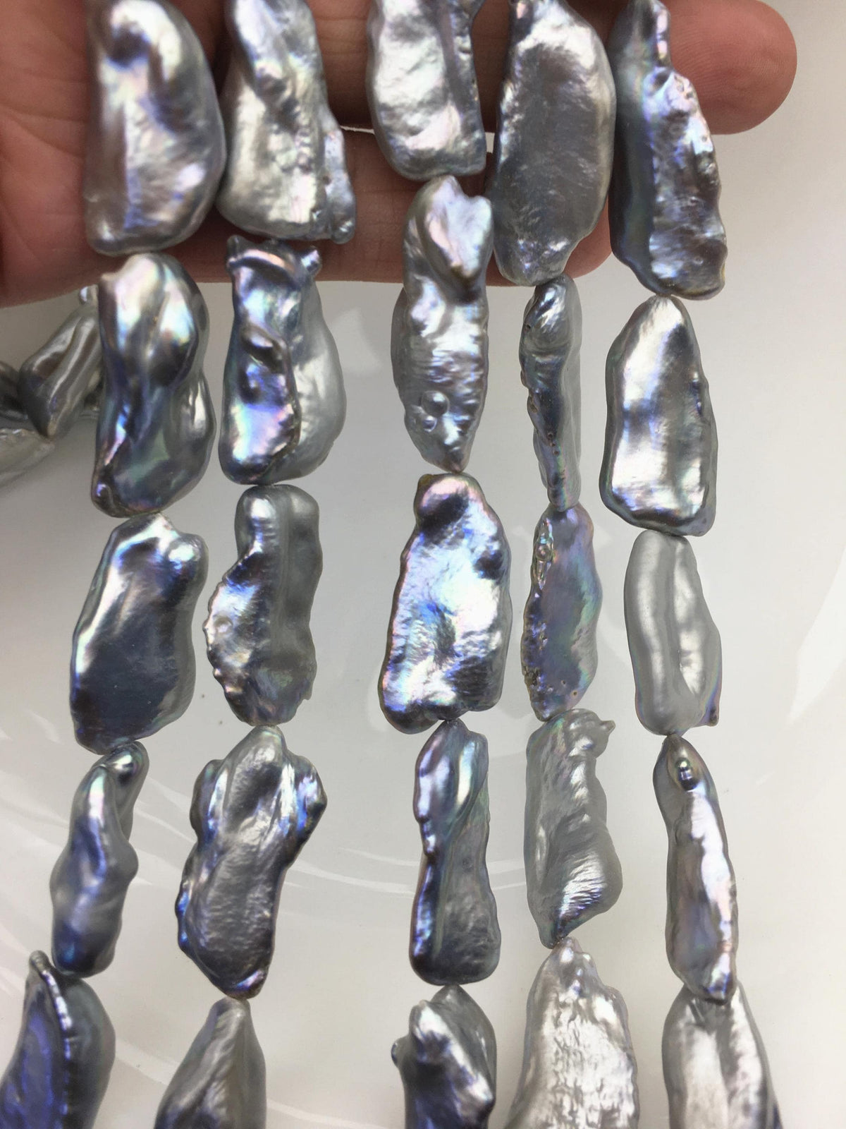 AA+ 11-15mm big gray Thick Keshi Biwa Pearl Necklace,ZS-200-120-25