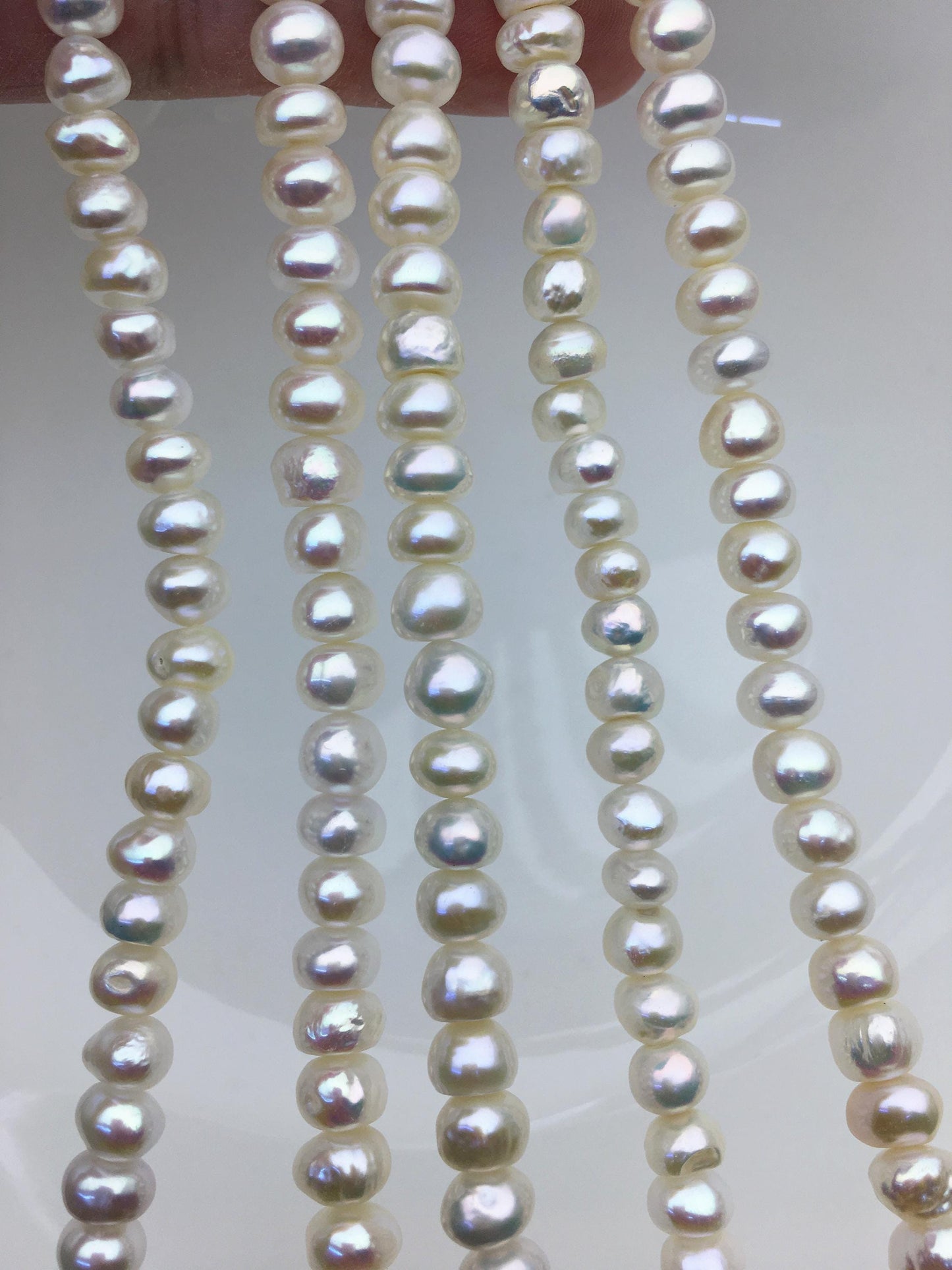 High Luster!AA+ 6.5-7.5mm white button thick skin freshwater pearls,Rondelle pearl Beads strand,loose strands,flat round pearls,SM7-T5