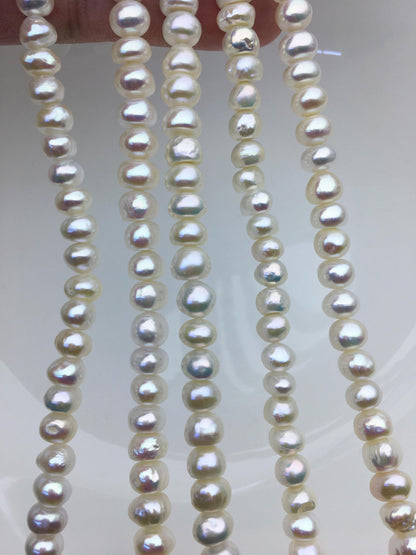 High Luster!AA+ 6.5-7.5mm white button thick skin freshwater pearls,Rondelle pearl Beads strand,loose strands,flat round pearls,SM7-T5
