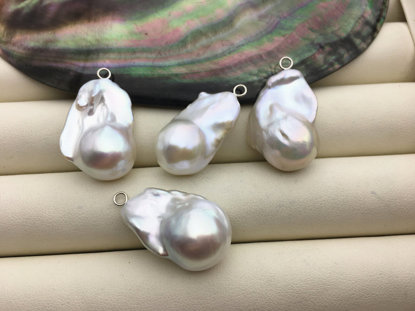 2pcs AA+ 14-16x25-30mm simple baroque pearl Feather pendant necklace,S925 Sterling silver pendant,NC1-041-17
