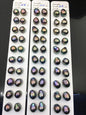 10pairs AAA 10-11mm Black Rainbow baroque drop edison freshwater pearl Pair,top half hole,ED11-3A-2-30