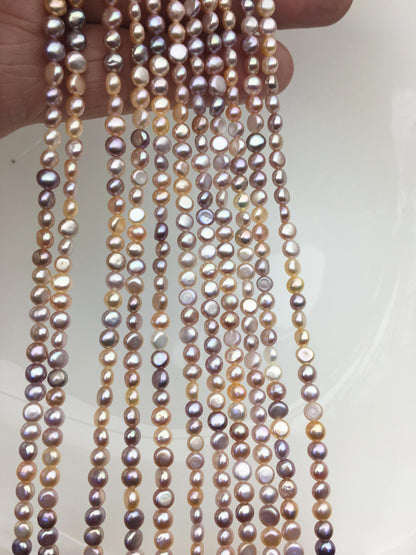 AAA 3-4mm Tiny pink purple mix color nugget freshwater pearls,irregular nugget freshwater pearl strand,LM3-3A-7
