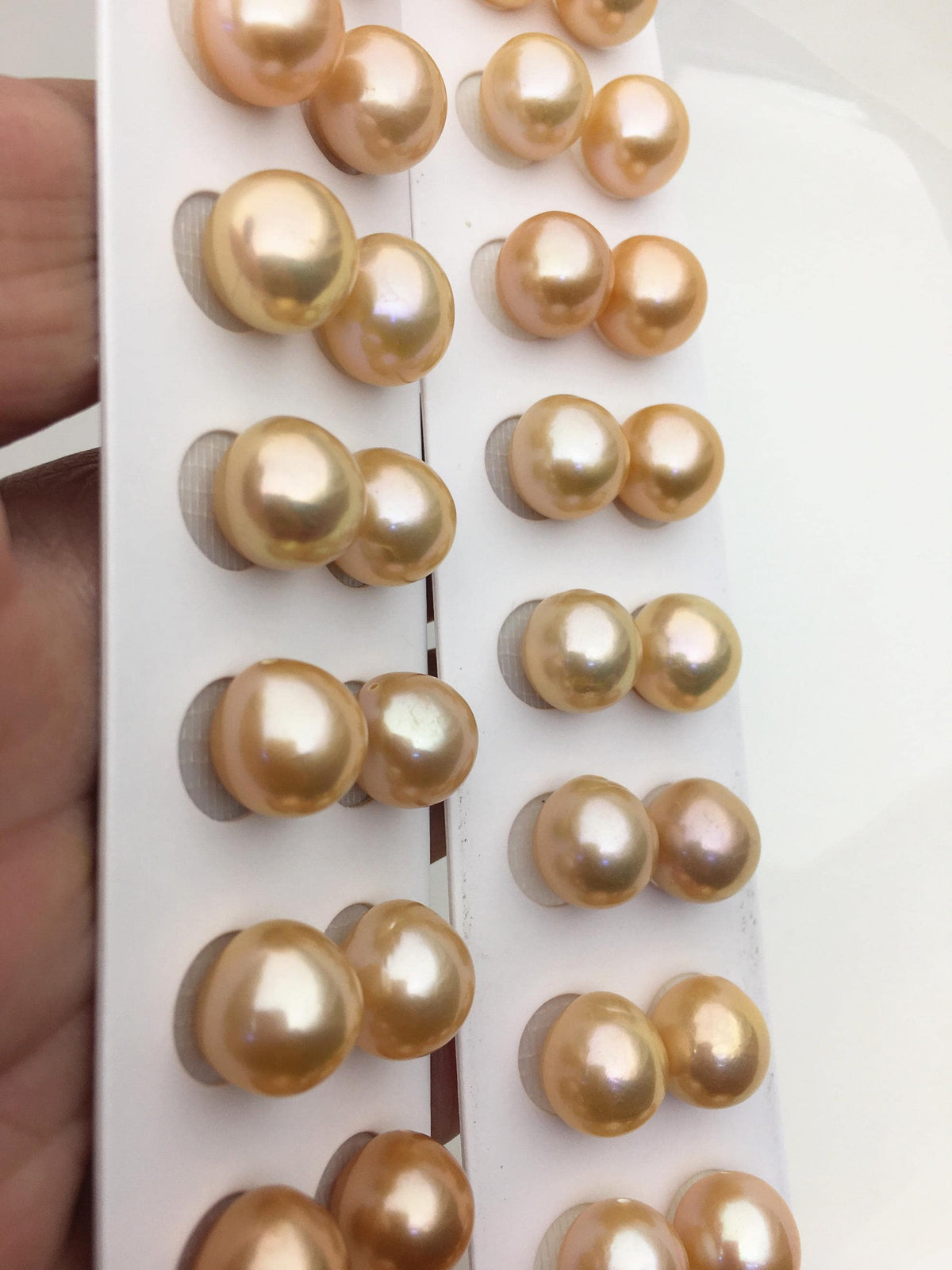 2 pairs AAA 11-12mm orange rice freshwater pearls,half hole,LR11-T7