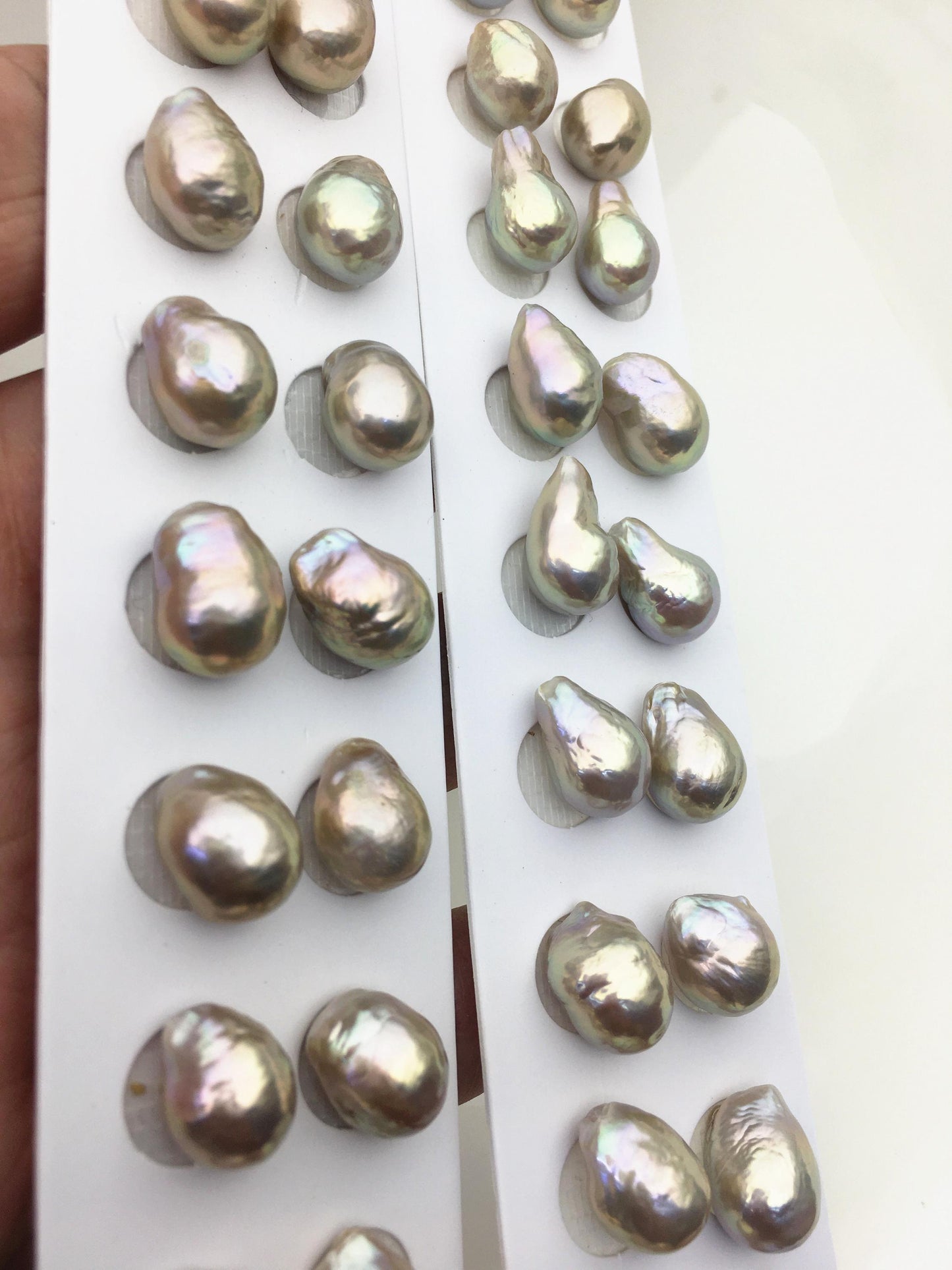5pairs AAA 9-10mm rainbow baroque drop edison freshwater pearl Pair,no hole,ED11-3A-2-12