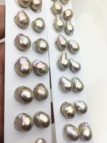 5pairs AAA 9-10mm rainbow baroque drop edison freshwater pearl Pair,no hole,ED11-3A-2-12