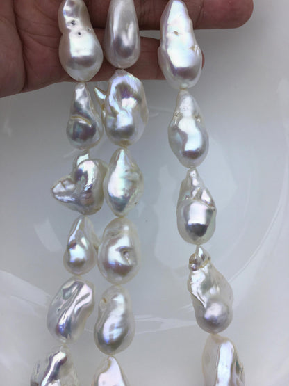 15.5'' AA 14-18mm white long flame ball pearl,FL15-2A-5-102