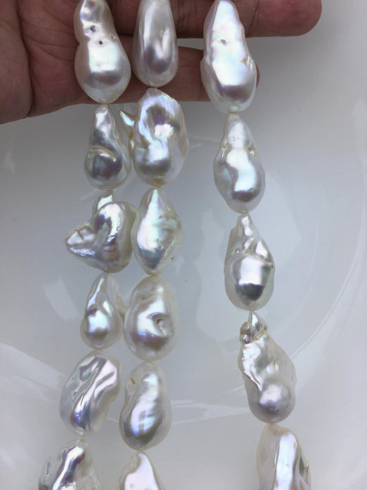 15.5'' AA 14-18mm white long flame ball pearl,FL15-2A-5-102