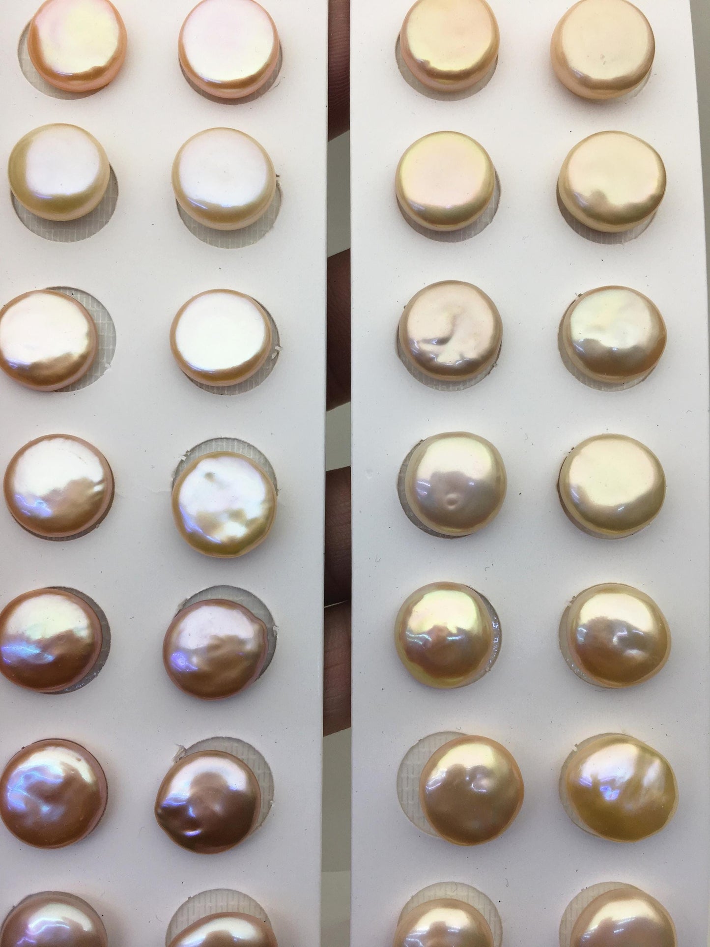 2 pairs AAA 13-14mm Pink Coin Freshwater Loose Pearls Pair,For make Pearl Jewelry,0.9mm half hole,COIN11-3A-3-6