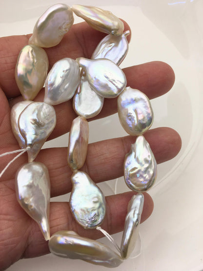 AA+ 14-17mm natural white overtone ellipse coin freshwater pearls,diy bead,flat block pearl bead,ZS-103-21