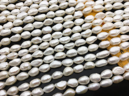 AA 9-10mm white long nugget freshwater pearls,LM9-2A-3