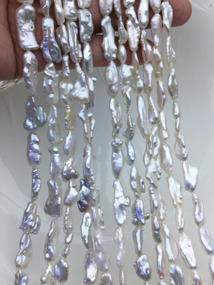 AAA 5-9mm white Keshi Biwa Pearl Necklace,ZS-200-120-19
