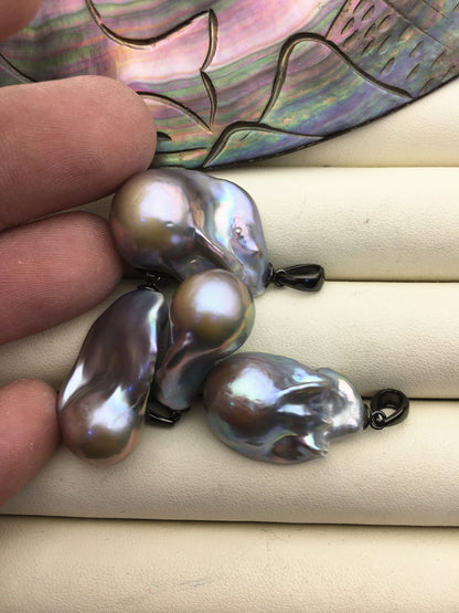 1pc AA+ 13-17mm big gray baroque pearl pendant necklace,S925 Sterling silver pendant,NC1-T31