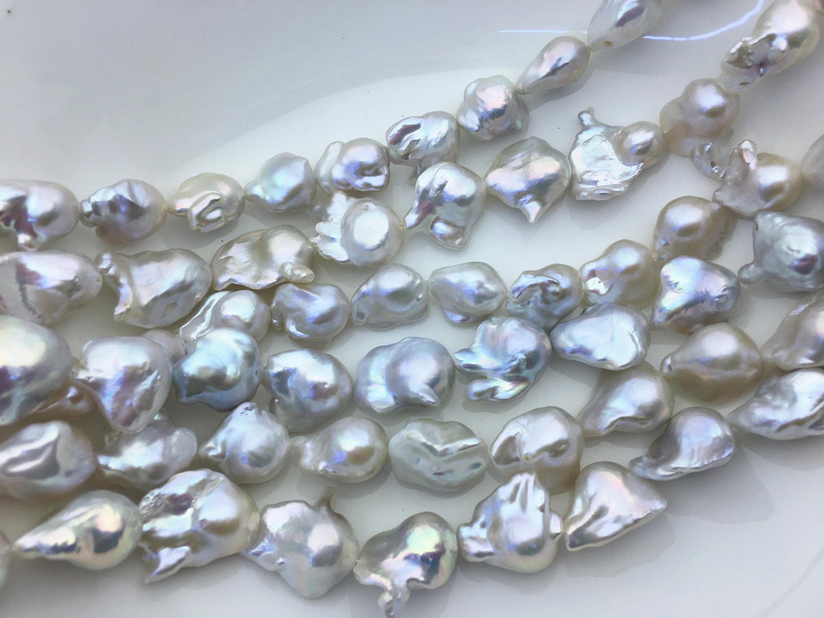 15.5'' AAA 13-18mm white flame ball pearl,FL15-3A-7-1