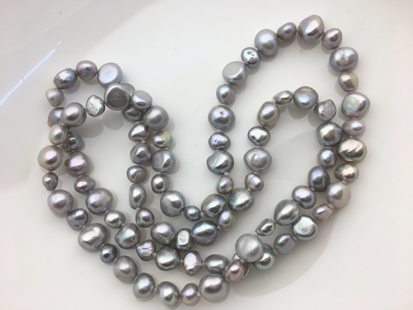 28'' AA+ 5-8mm gray nugget pearl Necklace,NPN1-T69