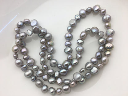 28'' AA+ 5-8mm gray nugget pearl Necklace,NPN1-T69
