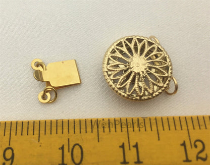 Two Strand Pearl Clasp, 14k Gold Filled Round Filigree Clasp-12.5mm,wholesale price,AGF-CL-002