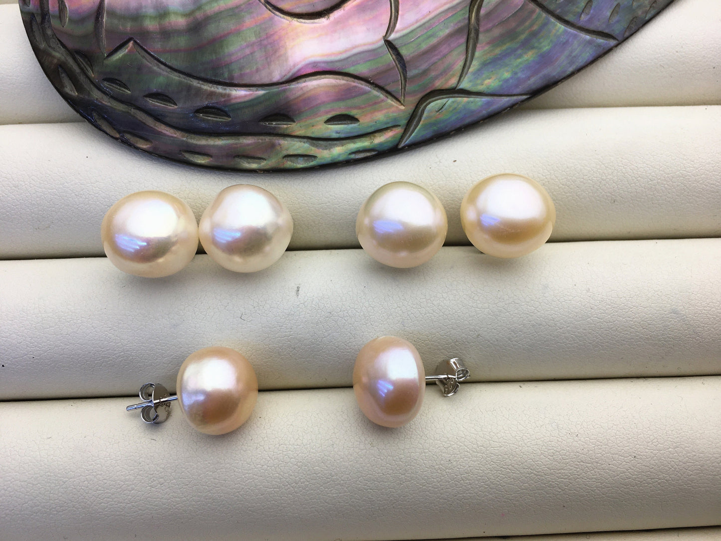 AAA 11.5-12mm big pink peach nugget baroque Pearl Stud Earrings,freshwater pearl earrings,Wedding,classic pearl studs,SE1-069-32