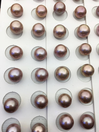 1 pair AAA 11-12mm Purple Rainbow Round edison freshwater pearl,ED12-3A-1-20