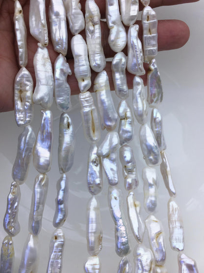 A 7-9mm white Thick Keshi Biwa Pearl Necklace,ZS-200-120-10