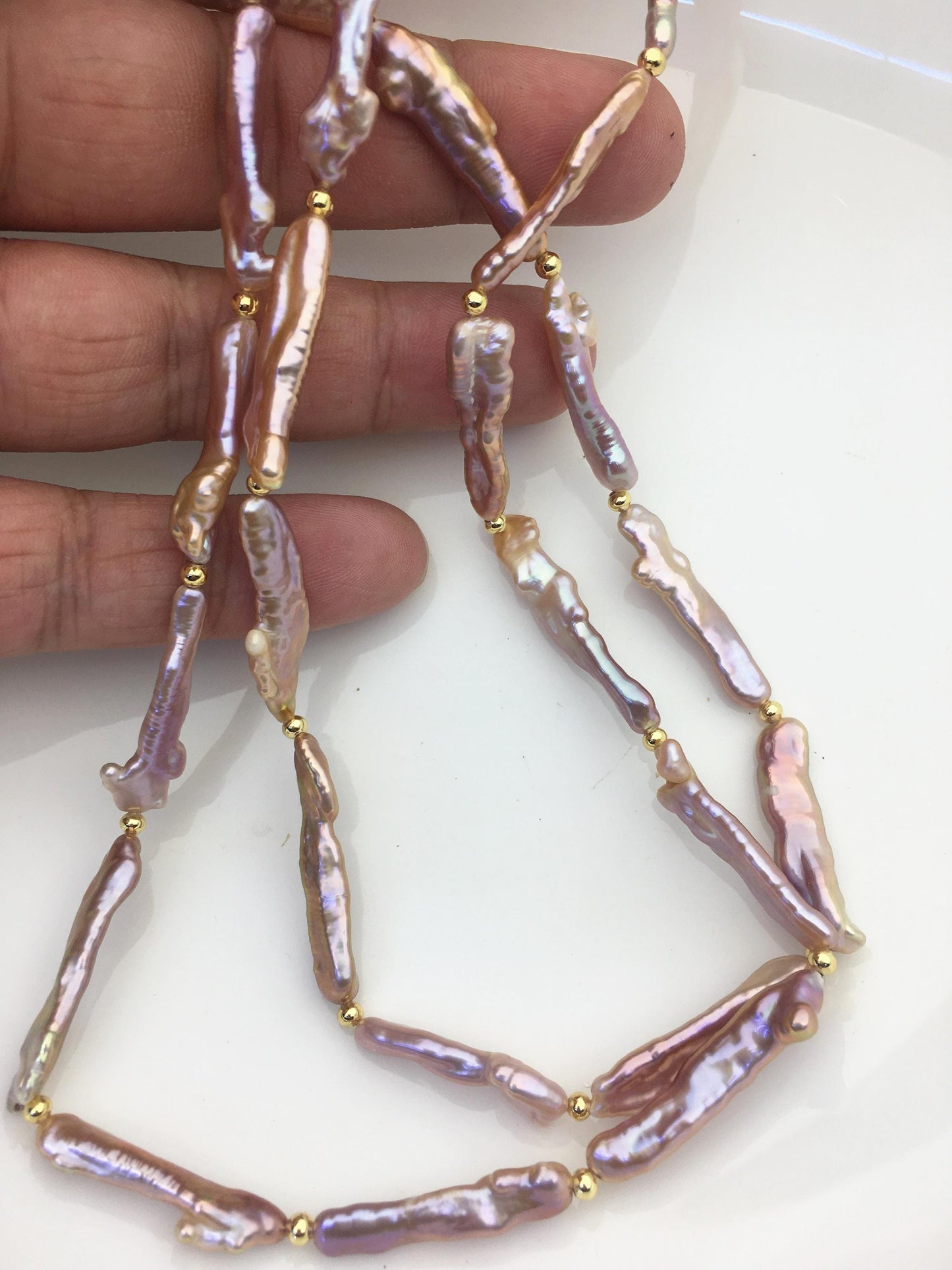 33'' AAA 4-8mm purple rainbow toothpick keshi biwa freshwater Pearl necklace,genuine freshwater Pearl necklace,NPN1-024-7