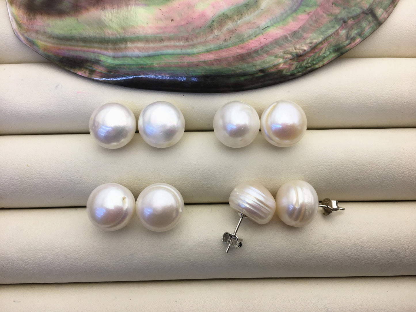 5 pairs AA 12-13mm White baroque Pearl Stud Earrings,freshwater pearl earrings,Wedding,classic pearl studs,SE1-069-29