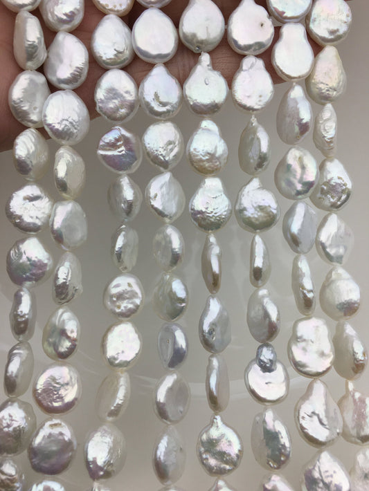 AA 12-13mm White Coin freshwater pearls,diy bead,flat round pearl bead,COIN12-2A-2-20