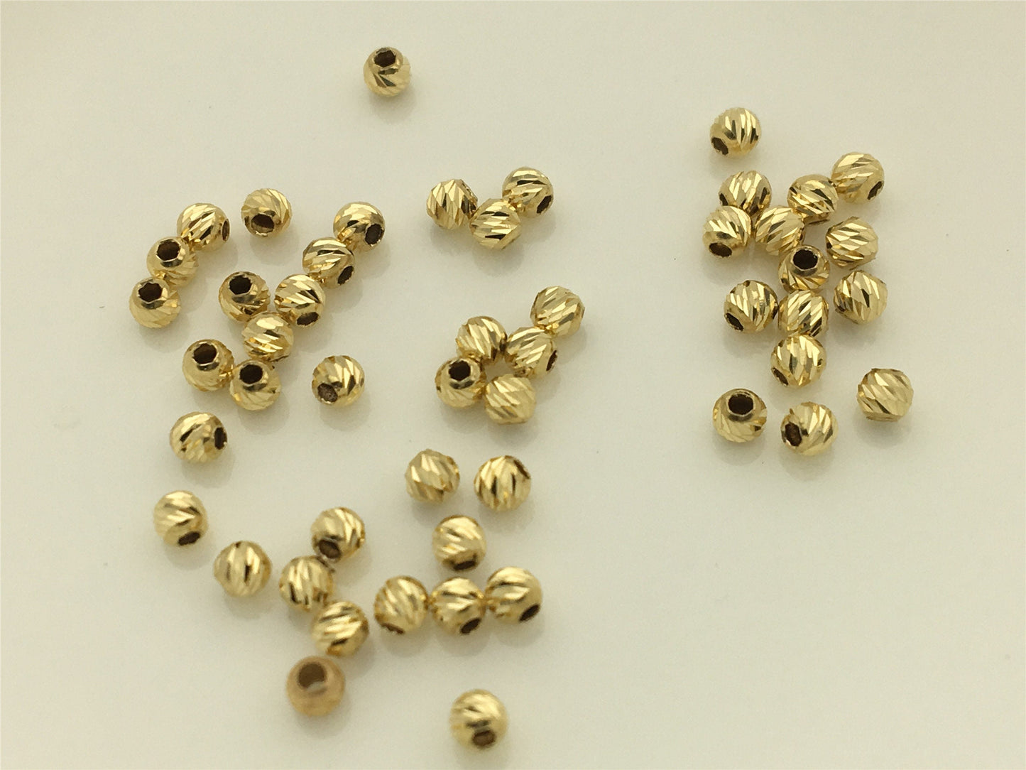 18k Real Yellow 2mm/2.5mm Gold Handmade Bali Style Faceted Round Beads, 18k Gold Beads. 18k Spacer Beads,ASG-PJ-004