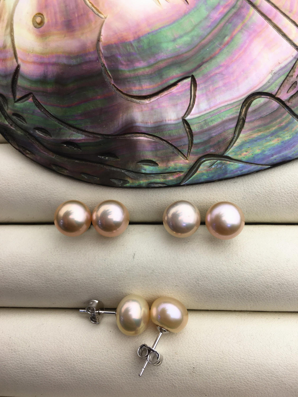 1 pair AAA 8.5-9mm Purple Rainbow Pearl Stud Earrings,pearl earrings,S925 Sterling Silver,Wedding,classic pearl studs,SE1-T42