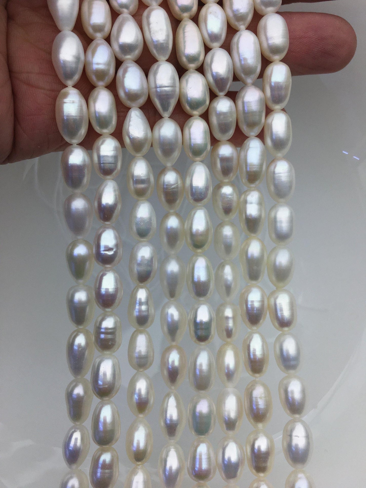 AAA- 7.3-8mm x 10-12mm Cultured White Freshwater Rice Pearls beads,drop pearl necklace,diy pearl beads,gift for her,LR8-2A-2