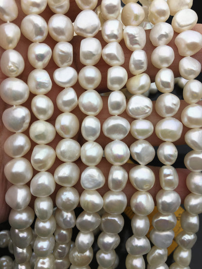 AA+ 8.5-9.3mm white nugget freshwater pearls,bridesmaids,destination wedding pearl,white baroque pearl,LM9-2A-12