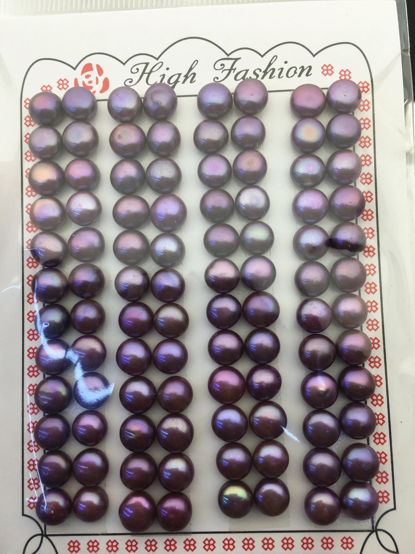 48 pairs AA+ 7-8mm brown button round freshwater pearls pairs,half hole,BTN7-T17