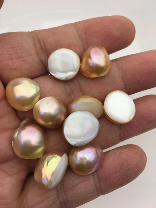 13pcs AAA 14-15mm natural color Baroque Teardrop Mabe Freshwater Pearls,no hole,MB-T33