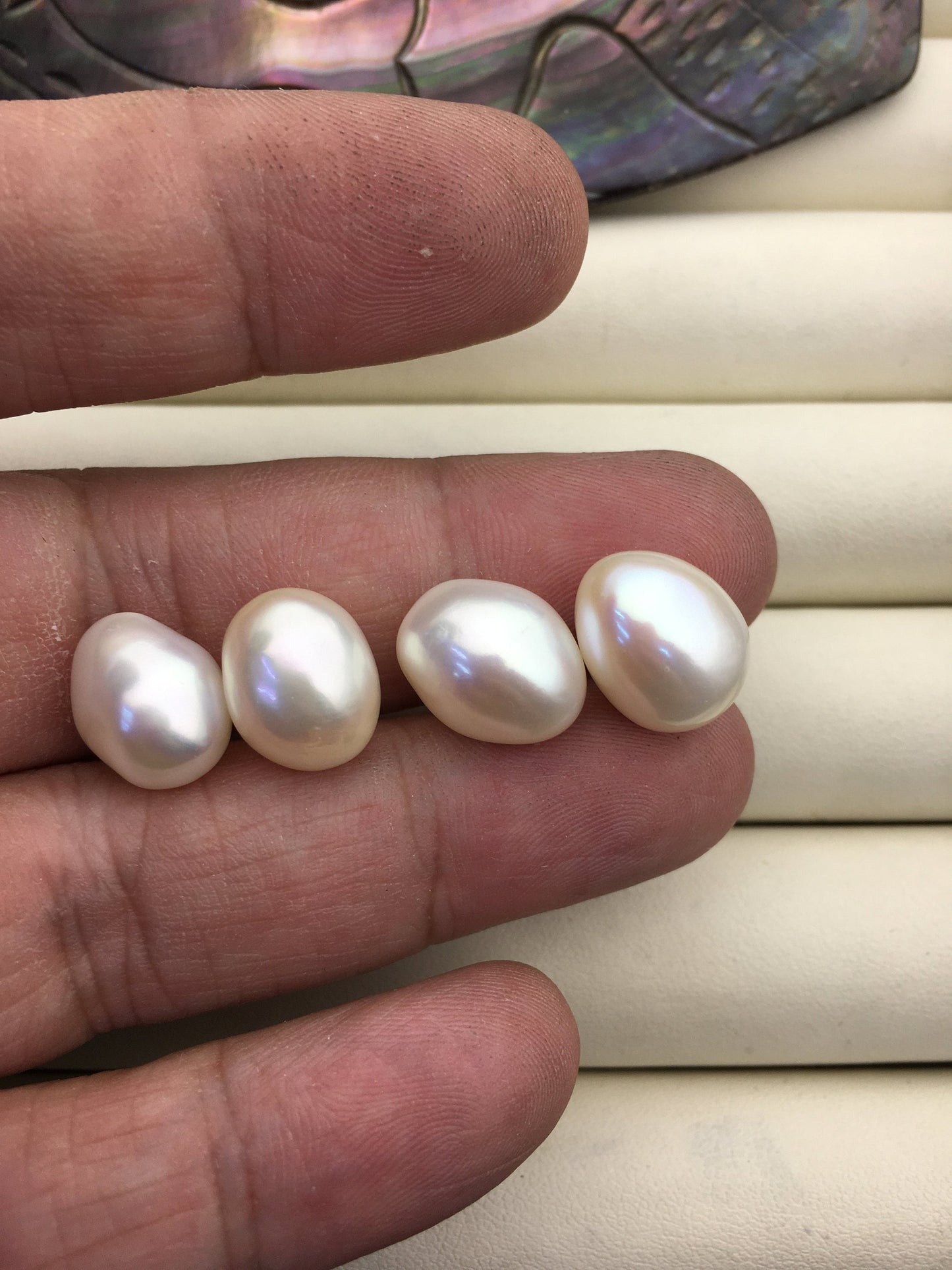2 pairs AAA 10.3-11.3mm White Nugget baroque loose pearl pairs for stud earrings - no hole - ZS-103-37-15